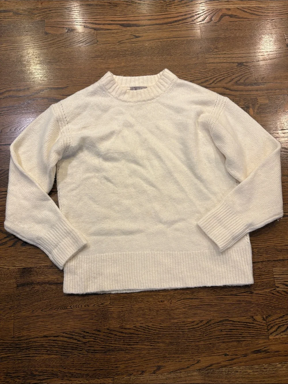 J. Crew chunky oversized Classic Cream Crewneck Women’s Sweater, XXS